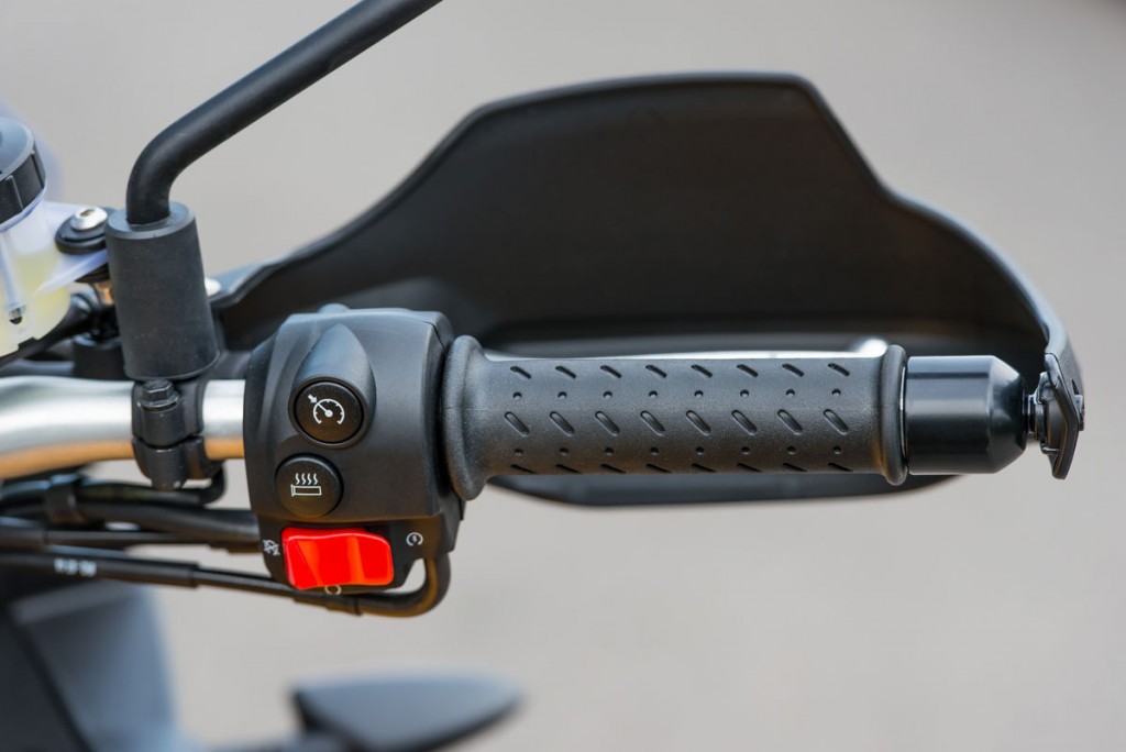 Heated grips are an optional extra. 