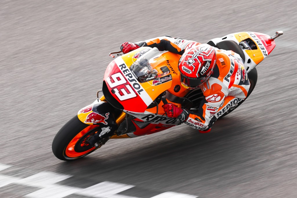 Not even even two crashes could stop Marquez from roaring to pole