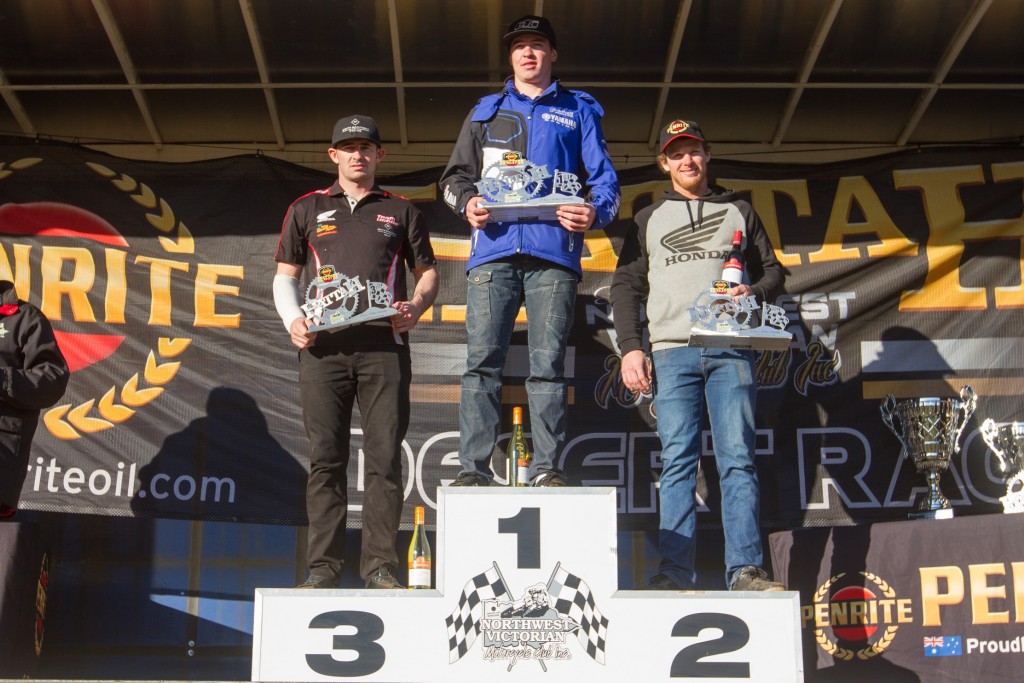 The 450cc class podium from Hattah with Beau Ralston on top.