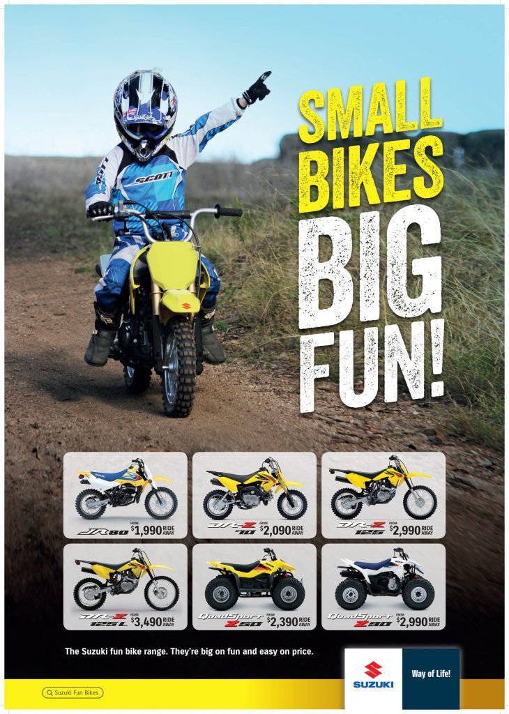 Suzuki's Small Bikes, Big Fun! Run out deals for 2016! flyer