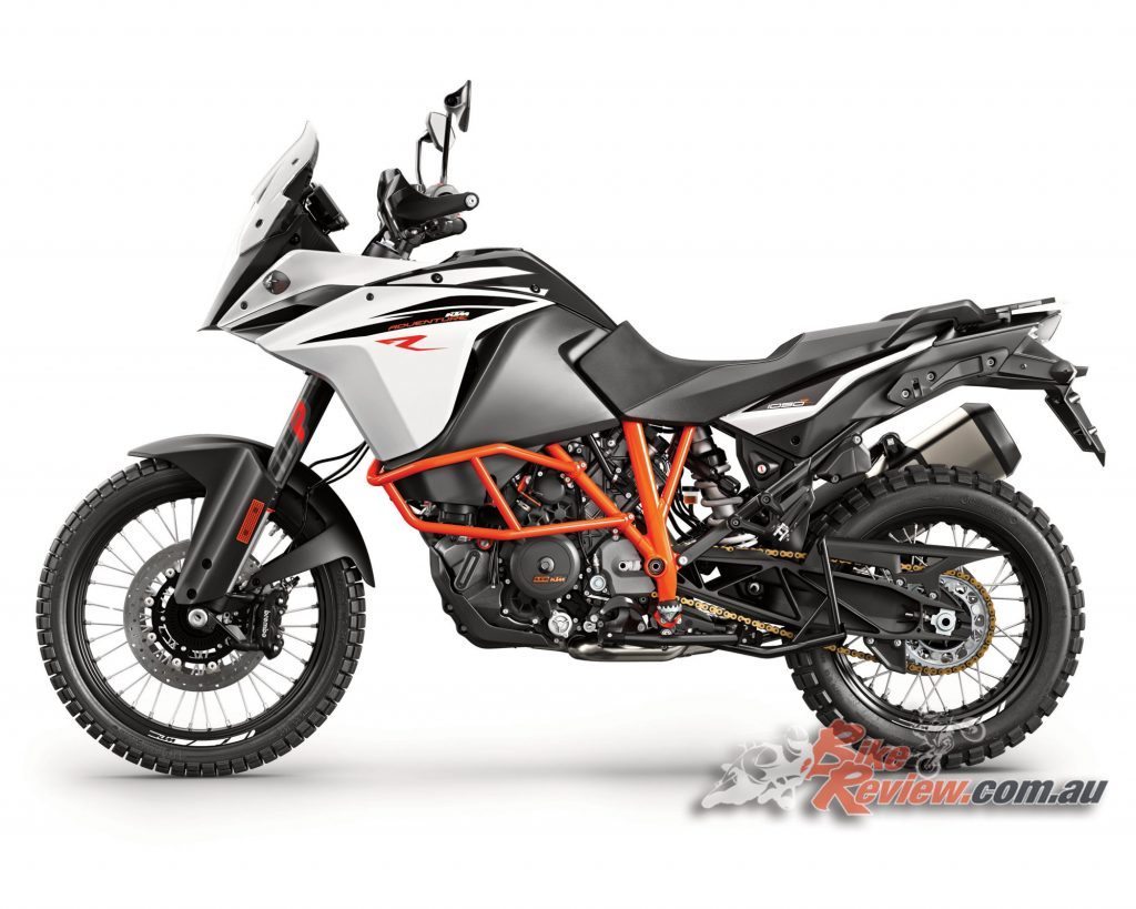 2017 KTM 1090 Adventure R. The windshield is adjustable, as are the handlebar, footpegs and hand levers.