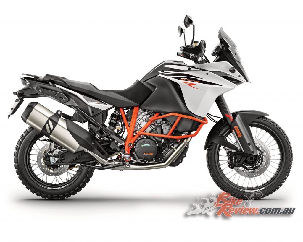 2017 KTM 1090 Adventure R. Dual 320mm front rotors with radial four-piston calipers.