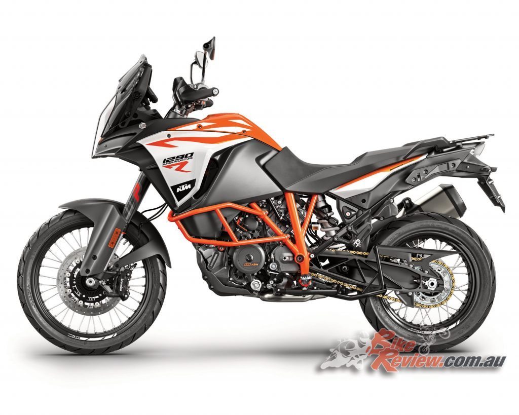 2017 KTM 1290 Super Adventure R, with updated suspension and 220mm travel front and rear.