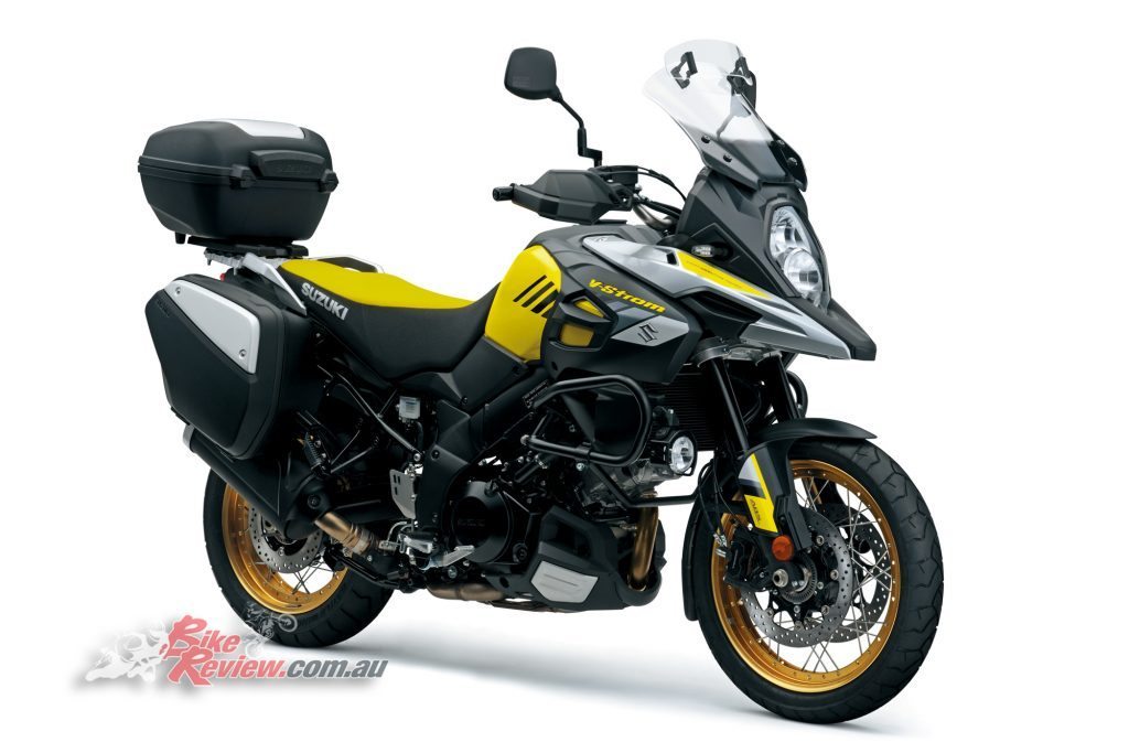 The 2017 Suzuki V-Strom 1000XT with integrated three-part luggage system.