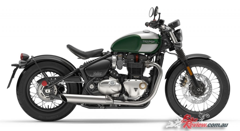 2017 Triumph Bonneville Bobber, Stunning Competition Green and Frozen Silver