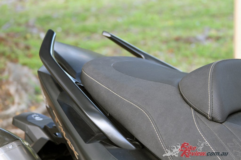 2016 Yamaha TMax 530, pillion grab rails, which can be replaced by a top box carrier accessory