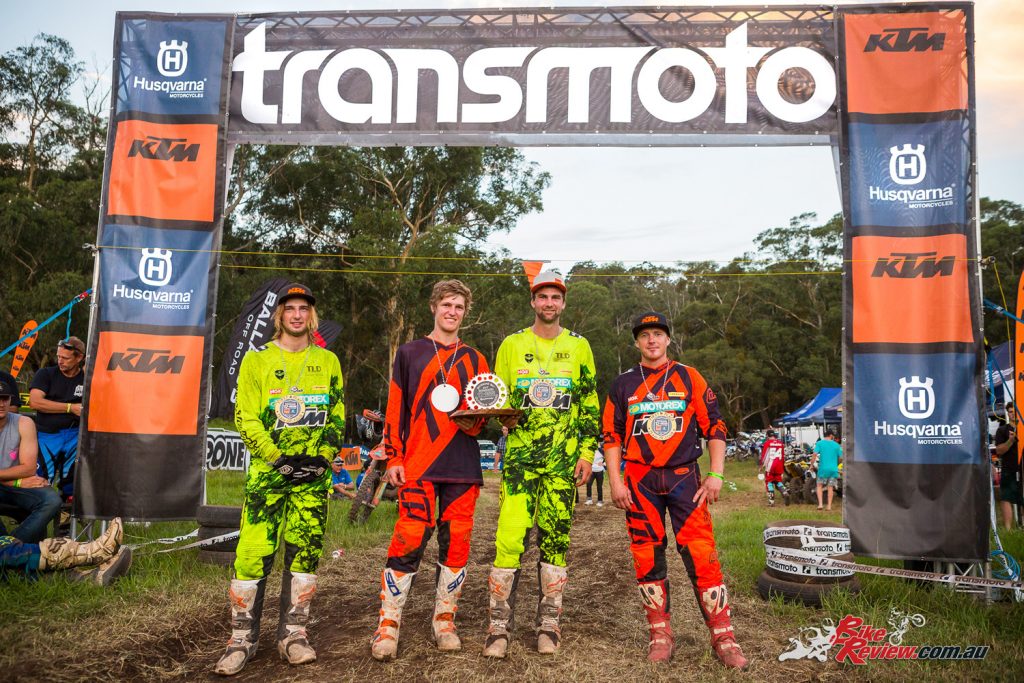  The winning KTM Off-Road Team of (from left) Daniel Milner, Harry Norton, Lyndon Snodgrass and Glenn Kearney came away with the chocolates, as well as some valuable shakedown time. 