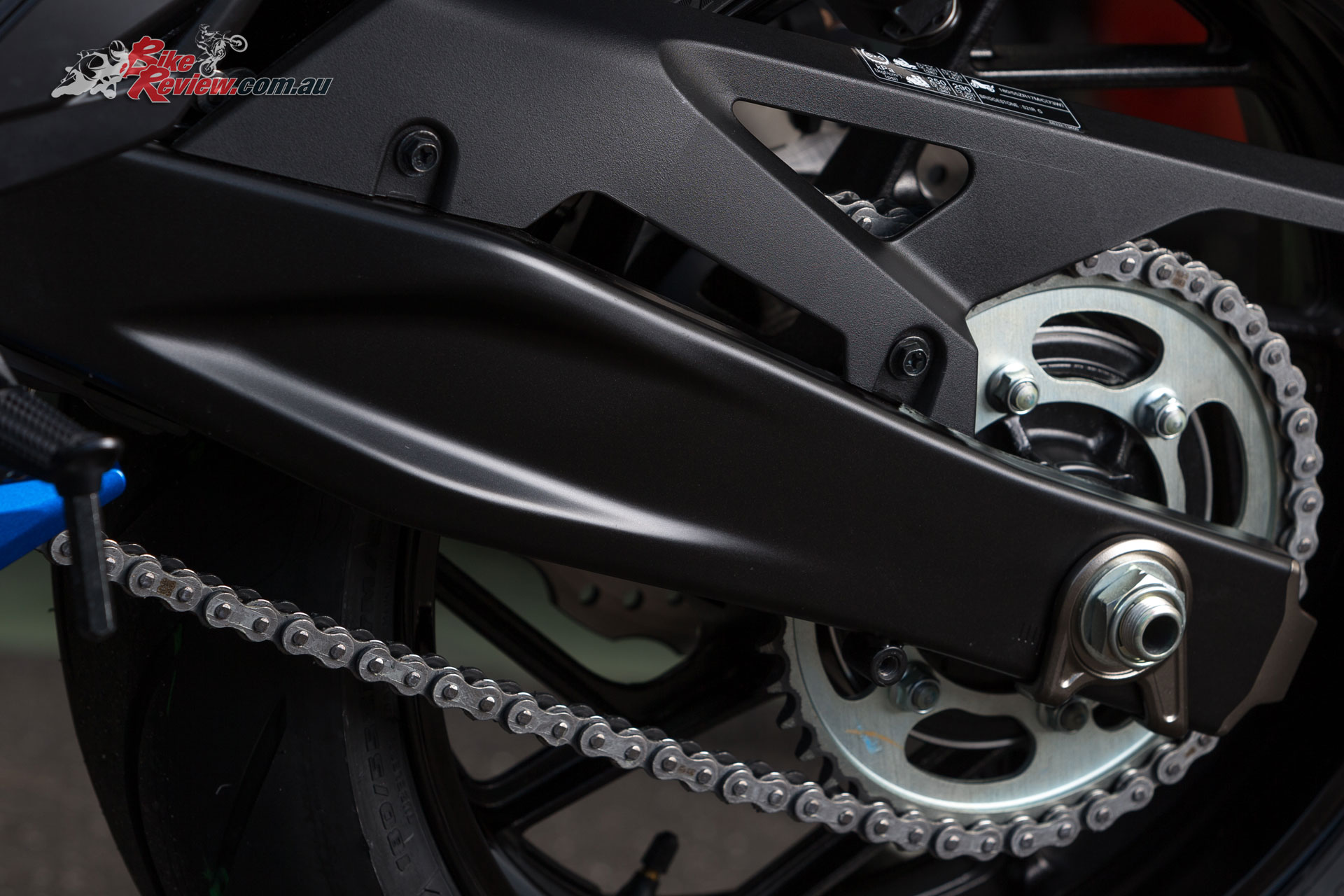 A new sportier swingarm replaces the box-section item