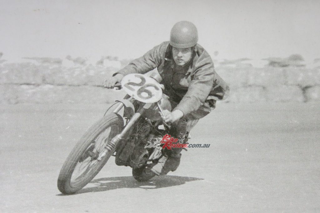 Barry Smith at Fisherman's Bend, February 1959, Barry's first road race. Pic: Chas Rice