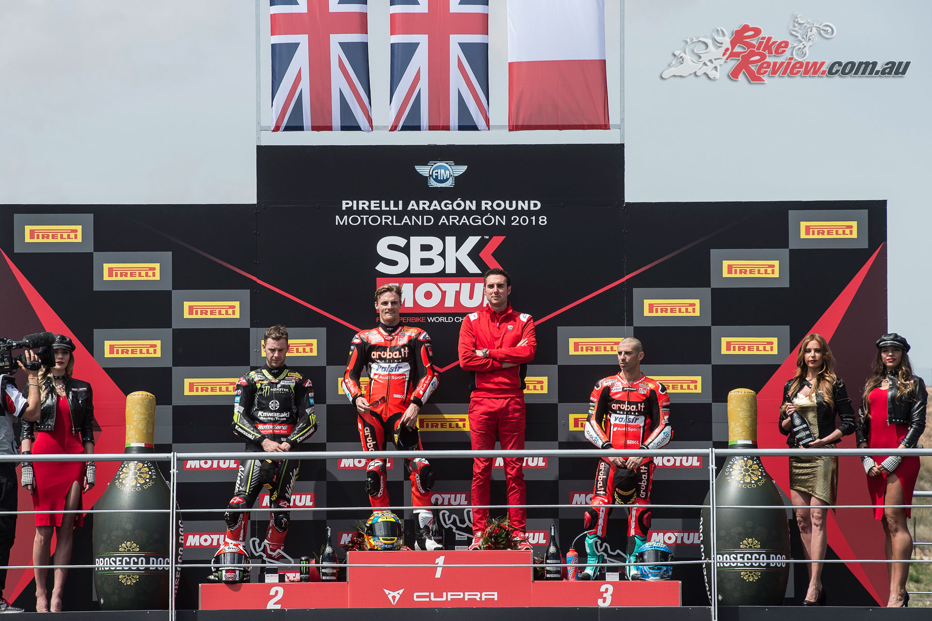 Race 2 podium - Aragon, 2018 - Image by Geebee Images