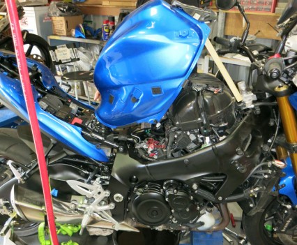 Jeff often had the GSX-S pulled apart in his garage...