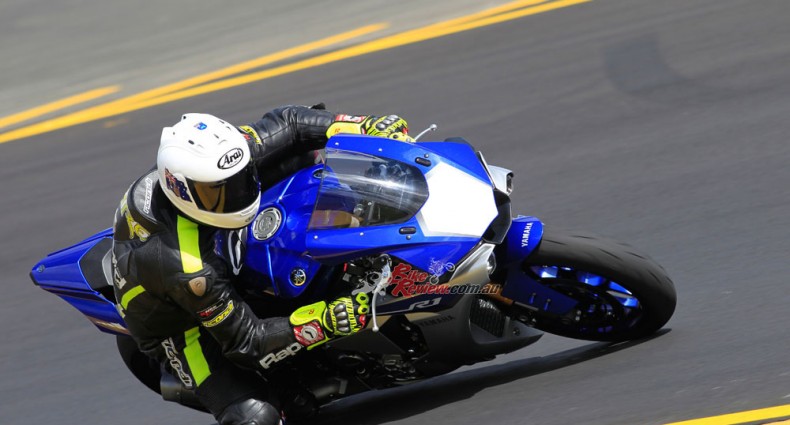 Testing the 2015 YZF-R1 at the launch in 2015.