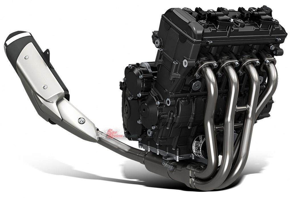 The GSX-S750 powerplant is that found on the GSR750 but revised for Euro4, increased power, better economy and a new exhaust system