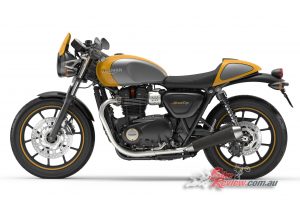 2017 Triumph Street Cup, Racing Yellow and Silver Ice with Jet Black lining