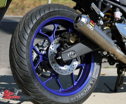 2016 Yamaha YZF-R3 - Cast aluminium 10-spoke wheels, Akrapovic Stainless Steel Racing Line exhaust system (saves 5kg)