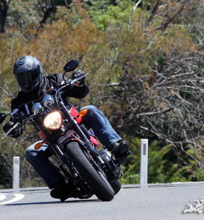 Victory Hammer S, offering good clearance for the class but can still touch down while riding aggressively