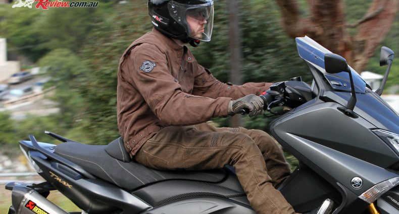 DriRider Scrambler jacket - brown, HJC FG-Jet helmet, DriRider Scrambler gloves, DriRider Rapid Jeans