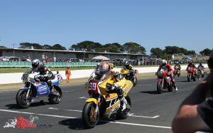 Jeremy McWilliams leading off the start in Race 3 of the International Challenge on Sunday.