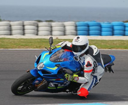 Jeff testing out the Suzuki GSX-R1000R at the recent Australian Launch
