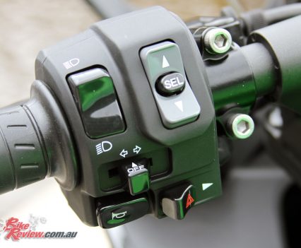 2017 Kawasaki Ninja 1000 - Left switchblock, with controls for the KTRC and power modes