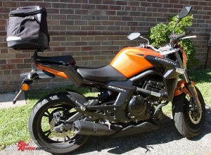 Ventura EVO-40 Luggage Kit fitted to the CF Moto 650 NKs