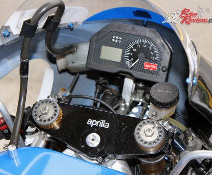 The factory Aprilia dash is actually extremely high tech, with the RSW250 including traction control and full telemetry.