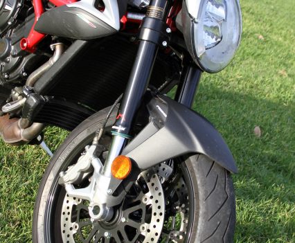 The front Brembo brake system is impressive, without being quite at the same level a that found on some of the superbikes, which is ideal on the road