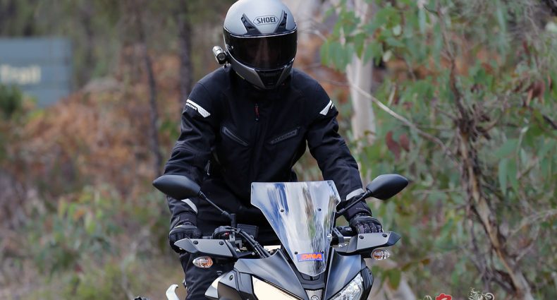 The Shoei RYD helmet fitted with an Adaptive Transition visor