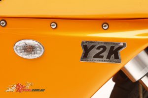 The MTT Y2K engine weighs in at just 62.5kg with a dry weight of just over 200kg for the bike