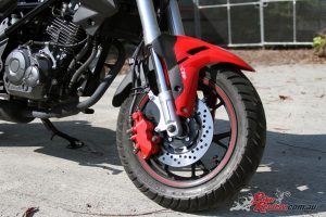The Combined Brake System is an annoyance more than anything. Front brakes are strong for this segment. Rear brake lever travel is long with little effect.