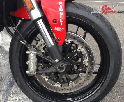 The standard version features Sachs forks with Brembo M4-32 callipers