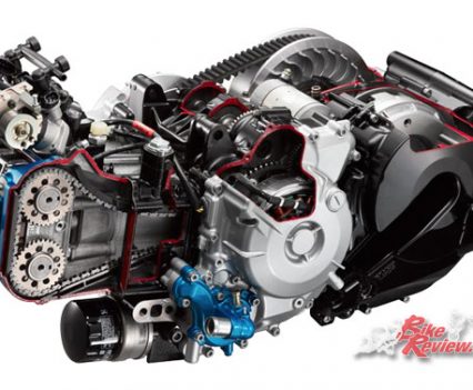 550cc, in-line twin cylinder, liquid-cooled, DOHC, 8 valves