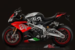 The new for 2018 RSV4 RF Superpole colour scheme