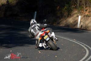 Getting plenty of lean angle on the Monster S4R back in the day...