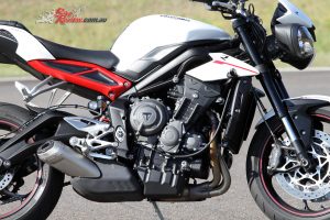 The new 765cc triple-cylinder offers significant performance gains.