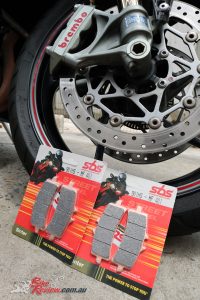Here's the SBS Street Excel HS Brake pads ready for installation
