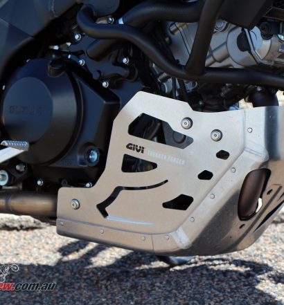 Givi Skid Plate fitted to John's V-Strom 1000, along with crash bars and running lights