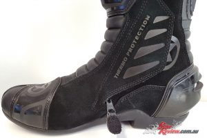 A suede thermo protection is great at reducing heat off the side of the bike