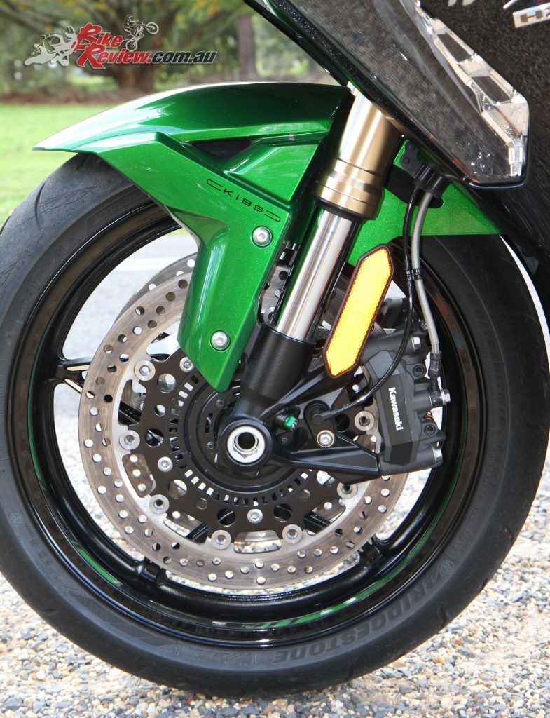 The KIBS (Kawasaki Intelligent Braking System) equipped brakes are a standout feature on the SX. They are fantastic stoppers. 