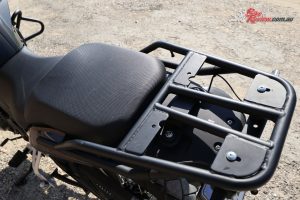 2018 Benelli TRK 502X - Rear rack ready for a topbox, while Givi will be producing panniers for Benelli