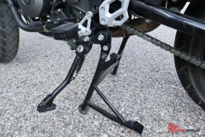 2018 Benelli TRK 502X - Both sidestand and centre-stand are standard fitment on the X.