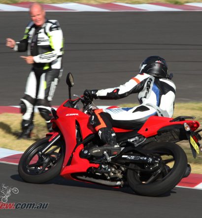 Jack out on track receiving some pointers from Bernie Hatton