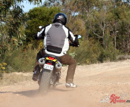 Off road the Scrambler 1100 is a blast, it loves the smooth dirt roads.