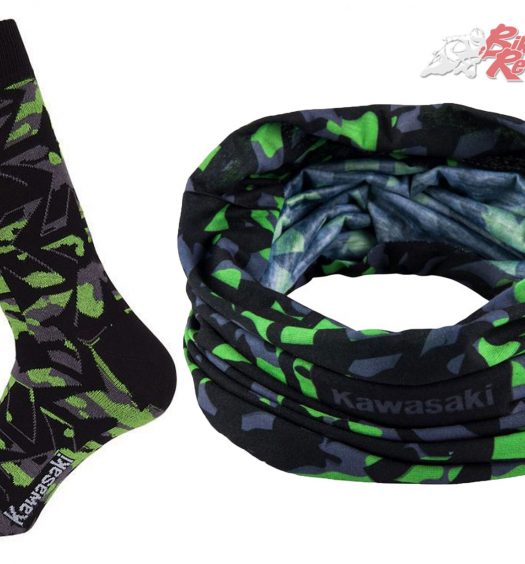 Kawasaki introduce their new Camo Neck Tube and Sock apparel