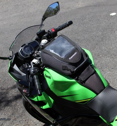 Kawasaki genuine Tank Bag on our Long Term Ninja 400