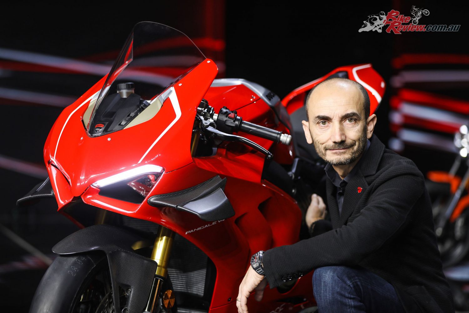 Claudio Domenicali with the 2019 Ducati Panigale V4 R