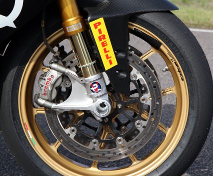 Ohlins forks and Marchesini wheels. The Panigale brakes are off the planet on this light bike!