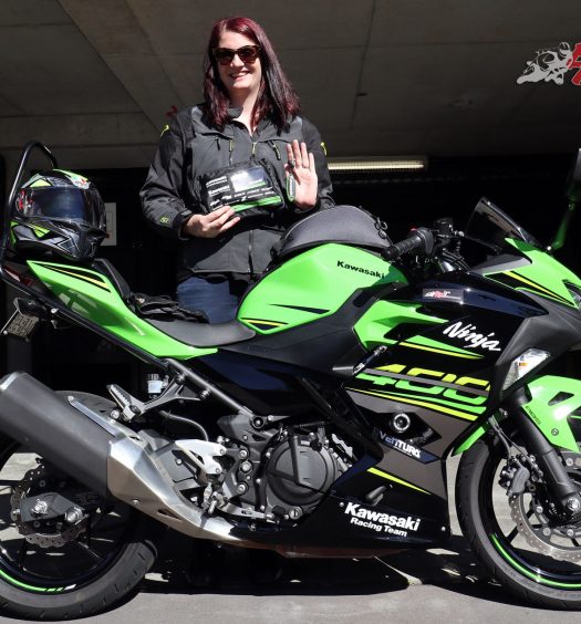 Sam had to wait till she finished work to officially get the keys to our Project Ninja 400!