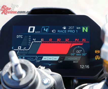 The dash is the best in the game, large, easy to read and navigate even at racetrack speeds. Brilliant.