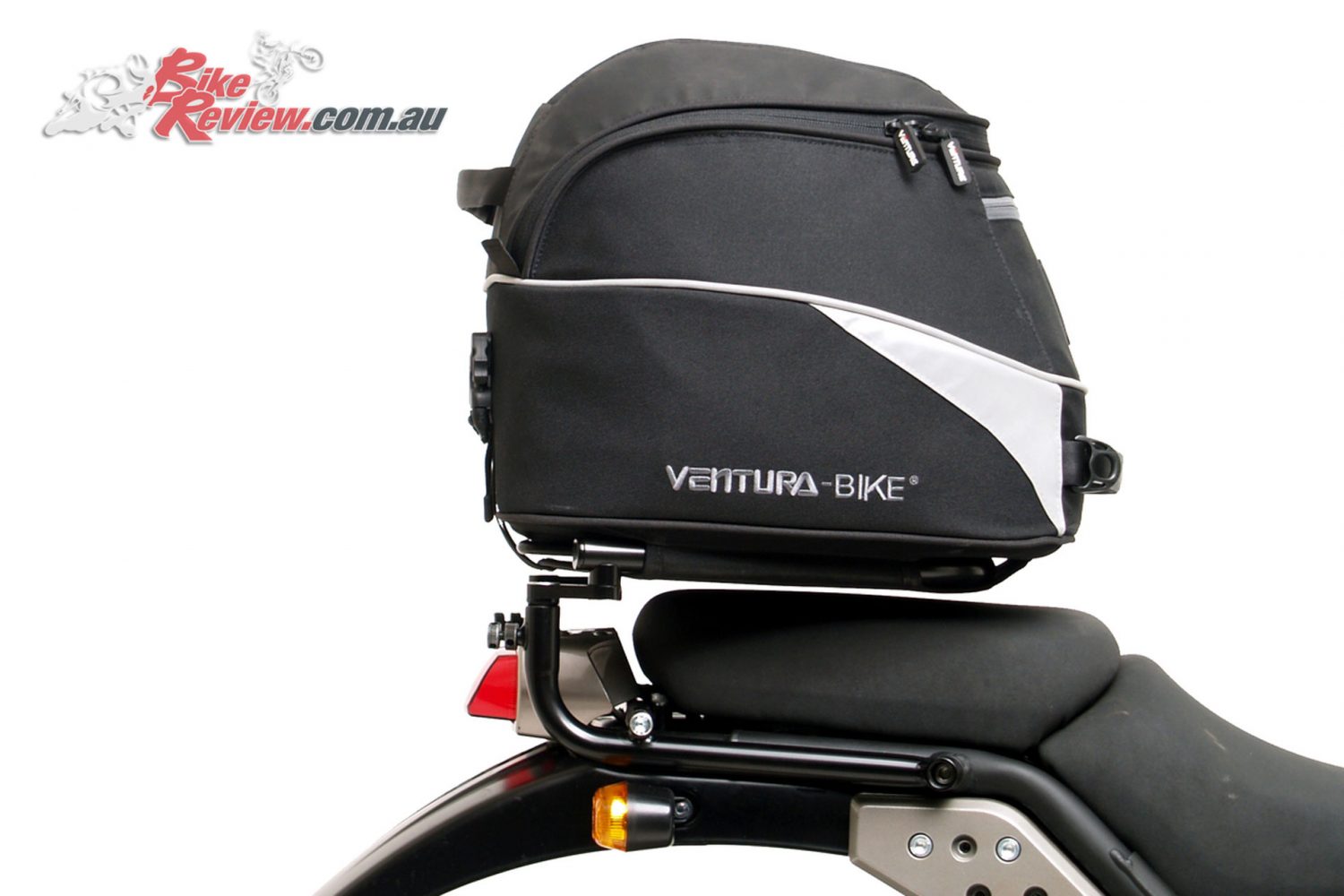 The Royal Enfield Himalayan fitted with the Ventura EVO-22 rack and bag